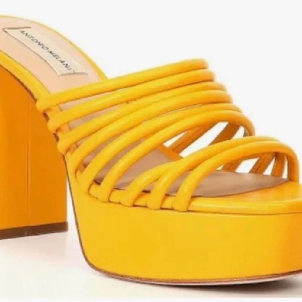 ANTONIO MELANI Yellow Multi-Strap Platform Mules